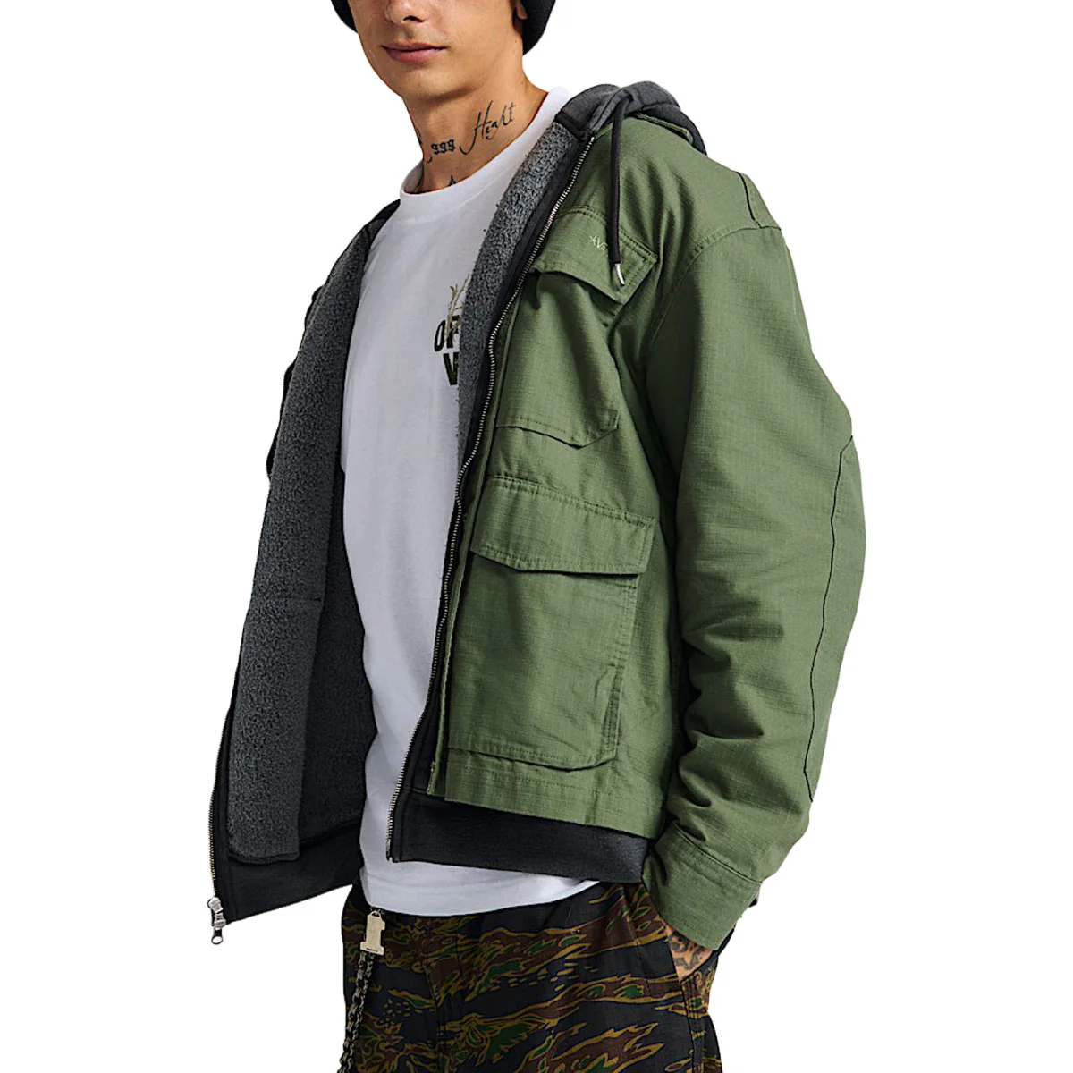 Vans Skate x Atiba Haze Military Over Shirt - Pine Forest - Image 3