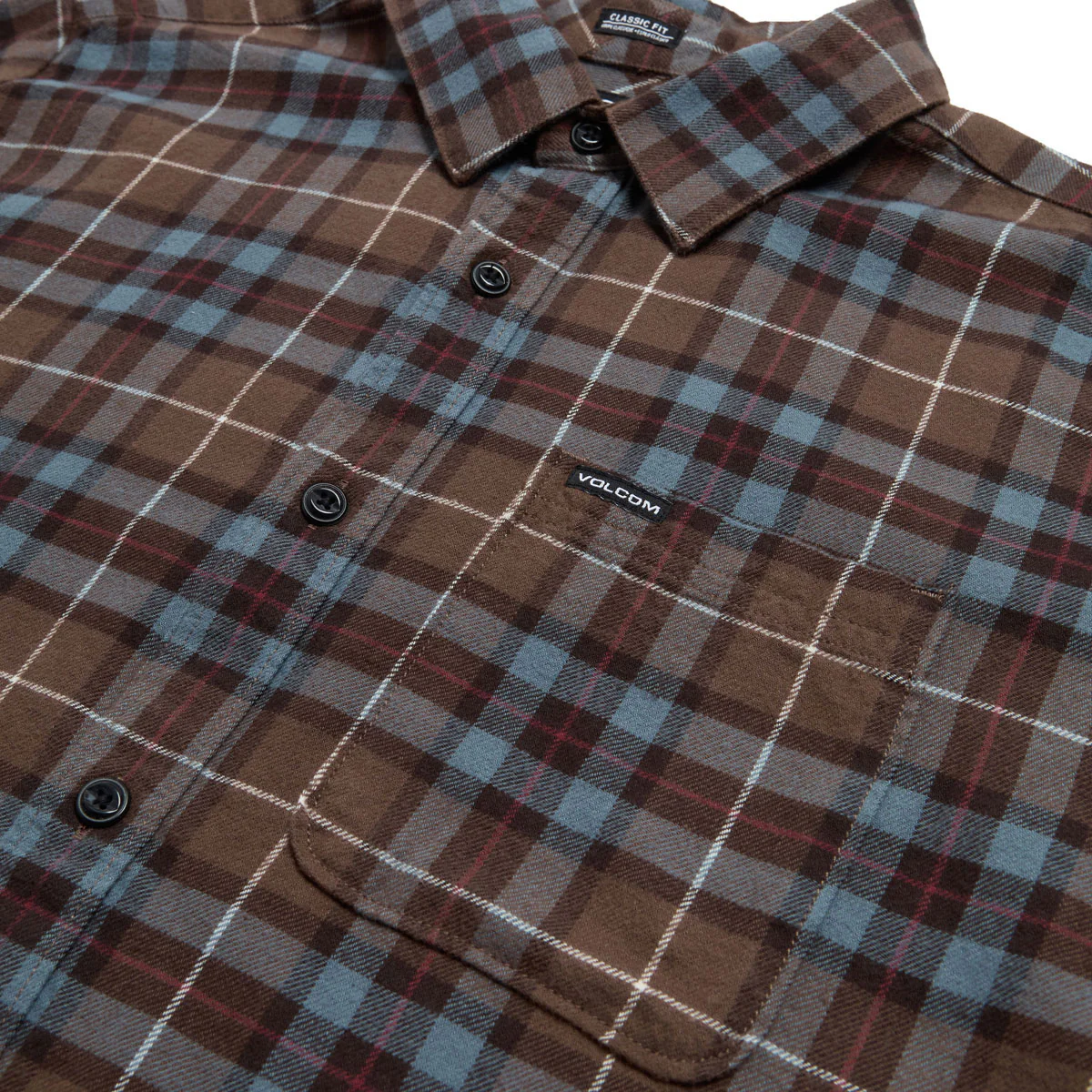 Volcom Caden Plaid Long Sleeve Shirt - Brown Stone - Image 3