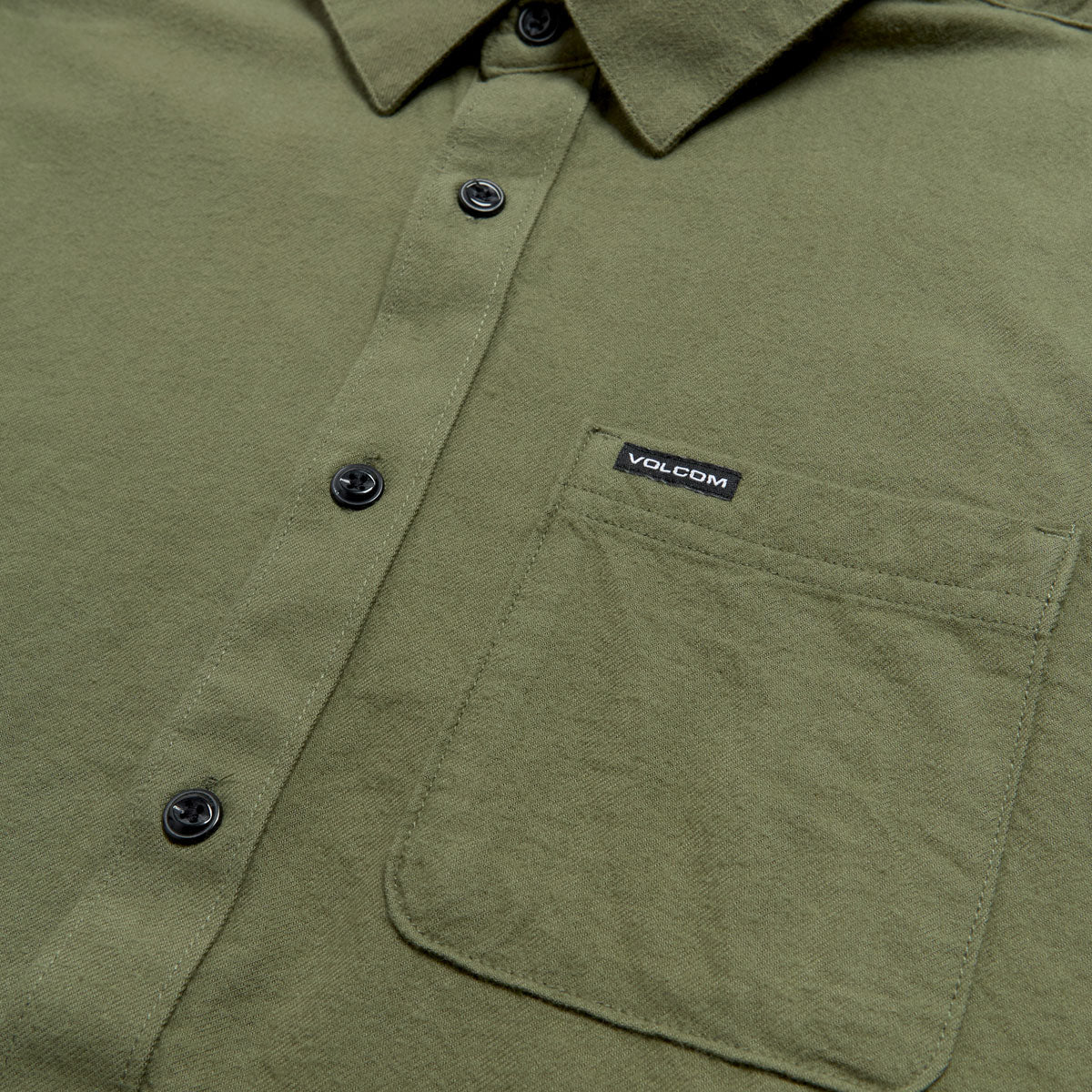 Volcom Caden Solid Long Sleeve Shirt - Dark Olive - Image 3