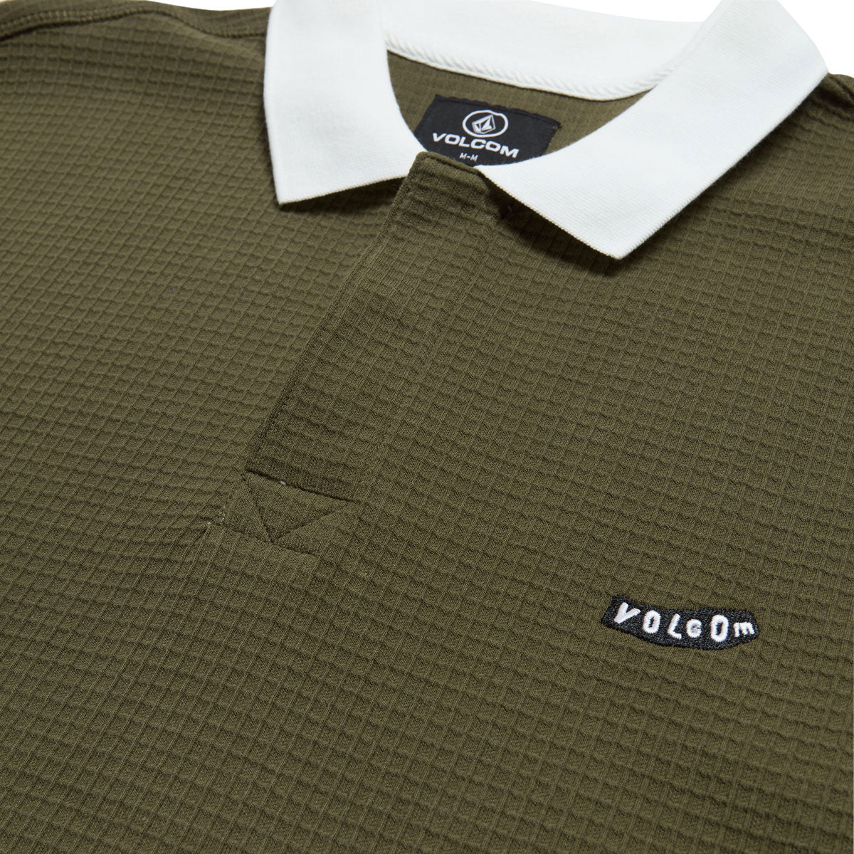 Volcom Curbstone Long Sleeve Polo Shirt - Sage Leaf - Image 2