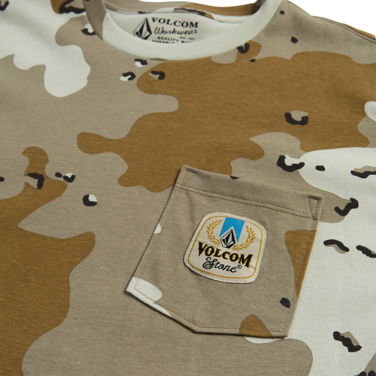 Volcom Desert Beers Pocket T-Shirt - Light Khaki - Image 3