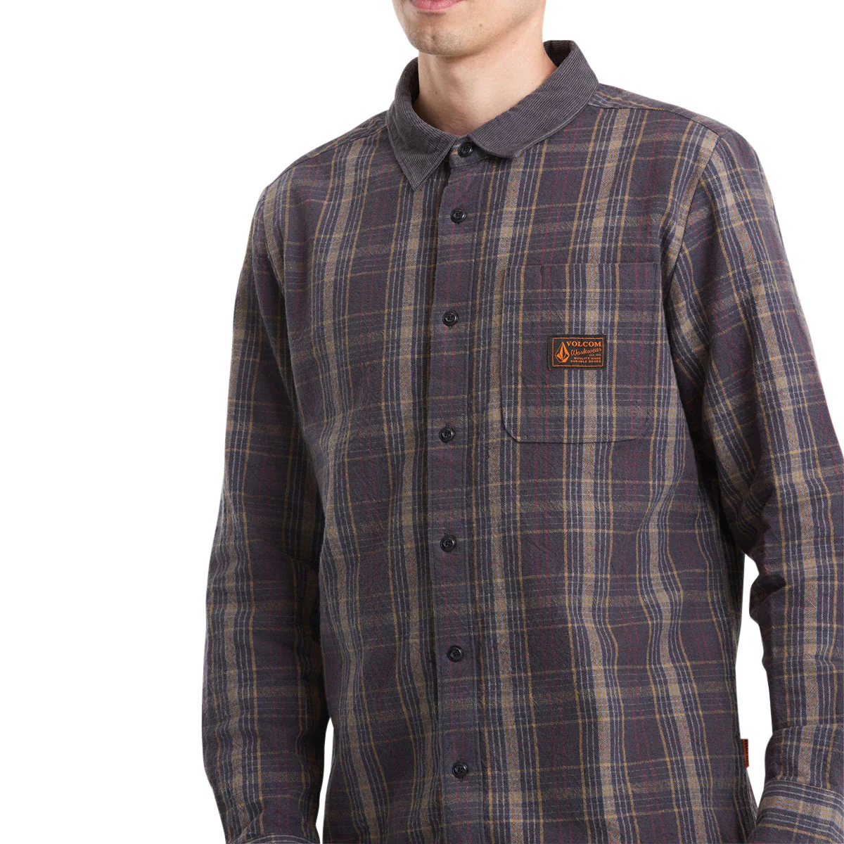 Volcom Stonevise Plaid Long Sleeve Shirt - Asphalt Black - Image 3