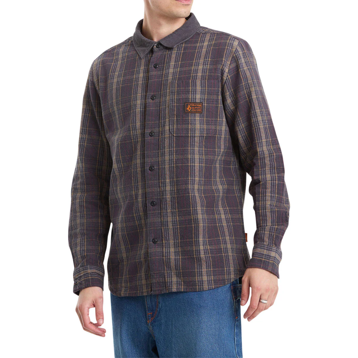 Volcom Stonevise Plaid Long Sleeve Shirt - Asphalt Black - Image 4