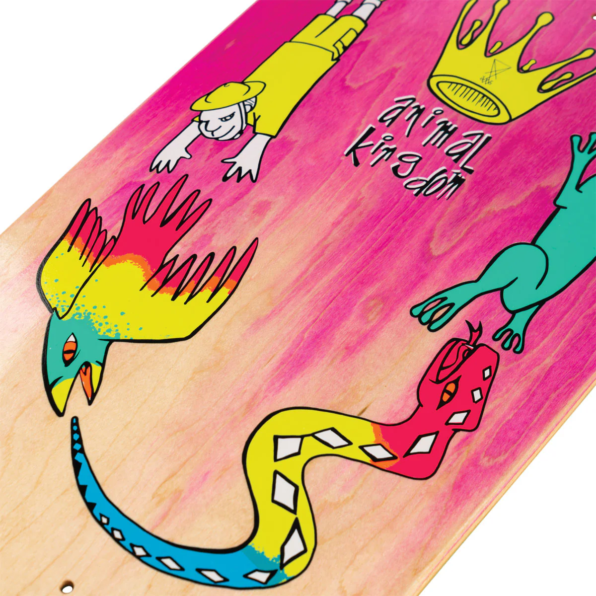 Welcome Animal Kingdom Chris Miller On Gaia Skateboard Deck - Pink/Natural Stain - 9.60" - Image 3
