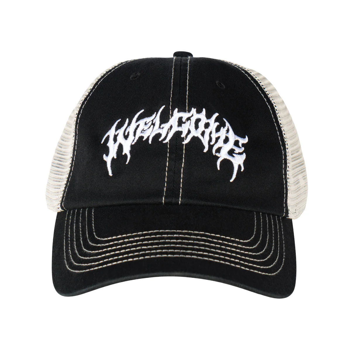 Welcome Barb Contrast Stitch Trucker Hat - Black - Image 3
