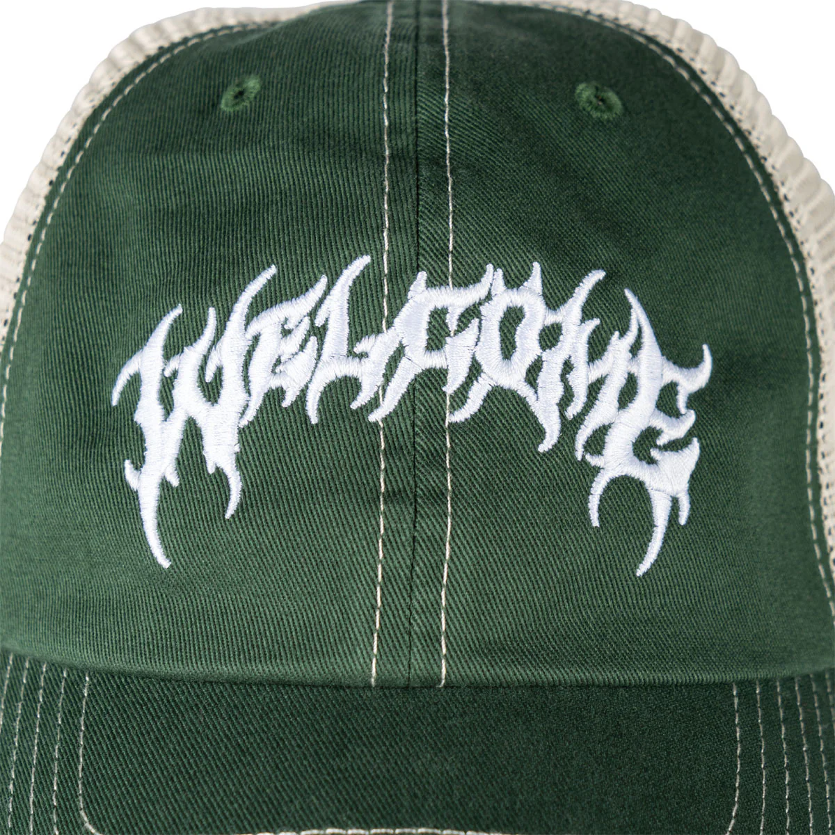 Welcome Barb Contrast Stitch Trucker Hat - Green - Image 4