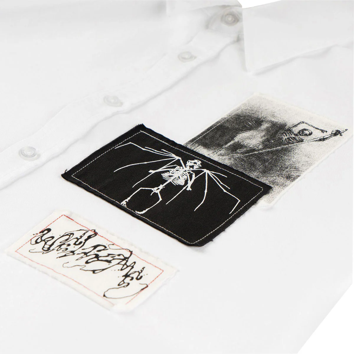 Welcome Bygone Oxford Patches Long Sleeve Shirt - White - Image 3