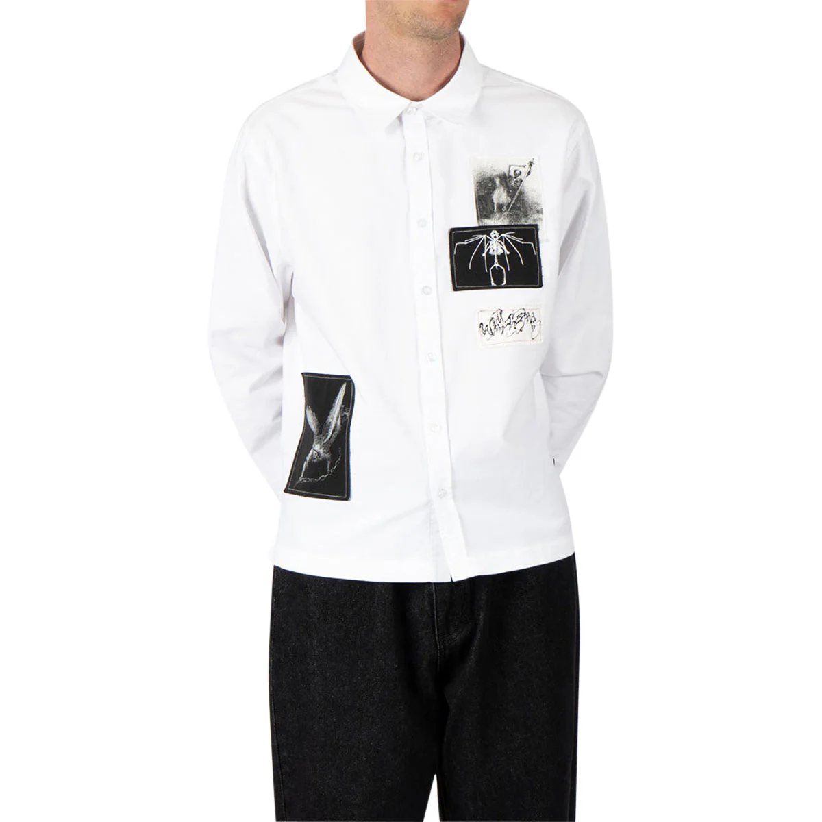 Welcome Bygone Oxford Patches Long Sleeve Shirt - White - Image 5