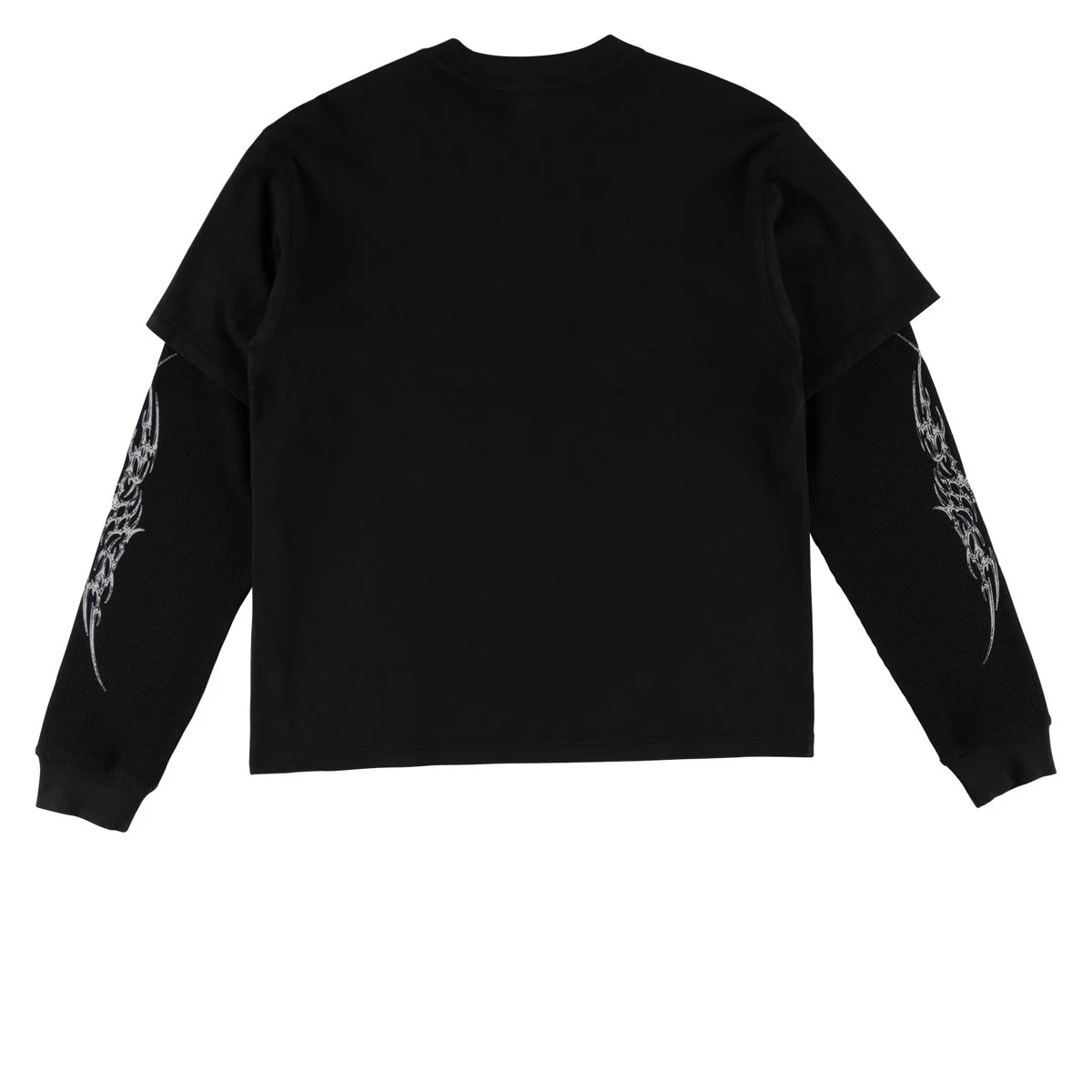 Welcome Caste Layered Long Sleeve Knit T-Shirt - Black/Grey - Image 2