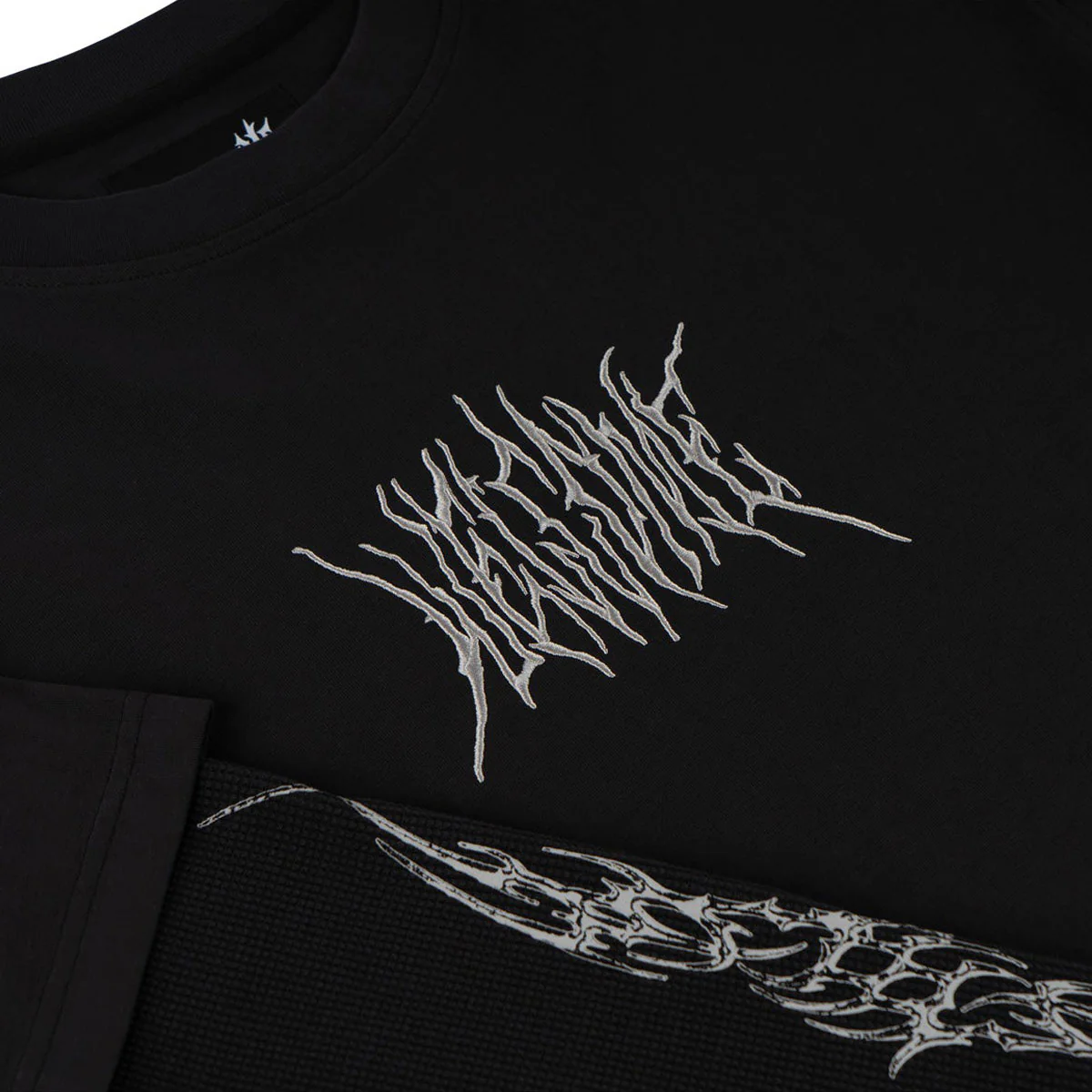 Welcome Caste Layered Long Sleeve Knit T-Shirt - Black/Grey - Image 3