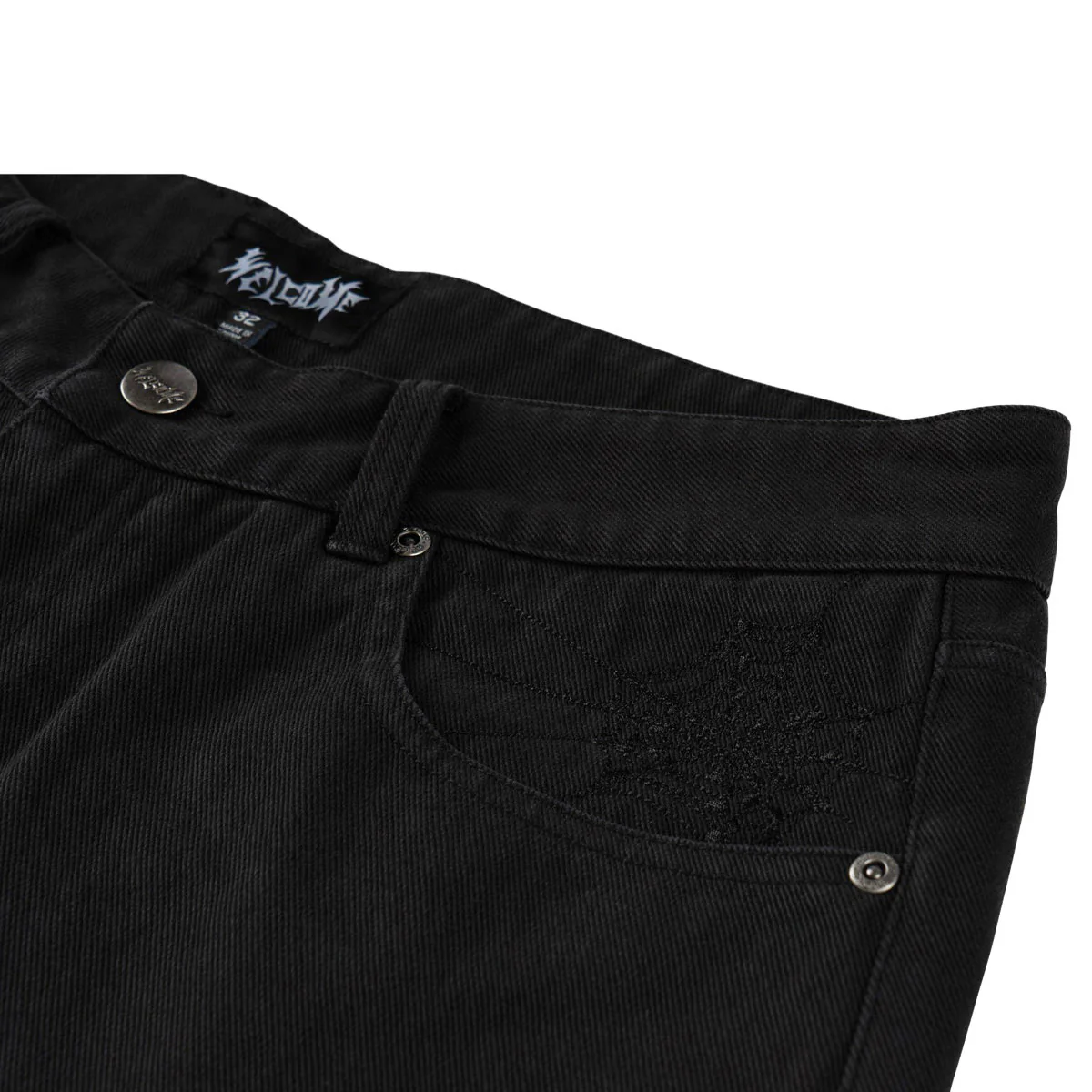Welcome Chasm Baggy Denim Shorts - Washed Black - Image 3
