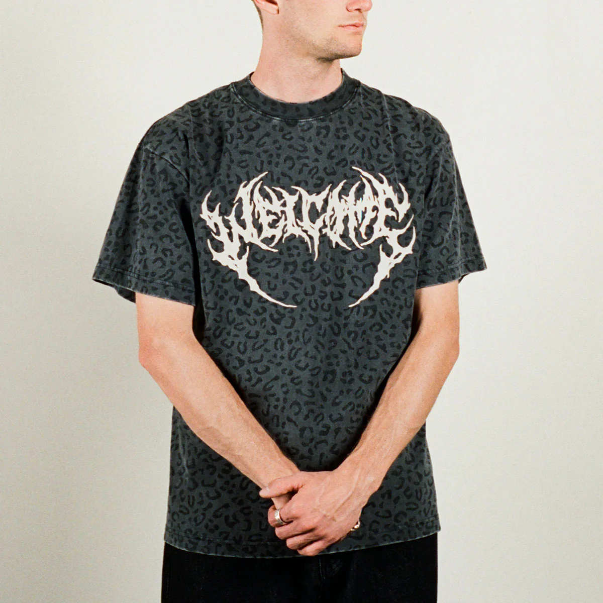 Welcome Fang T-Shirt - Vintage Black/Leopard - Image 3