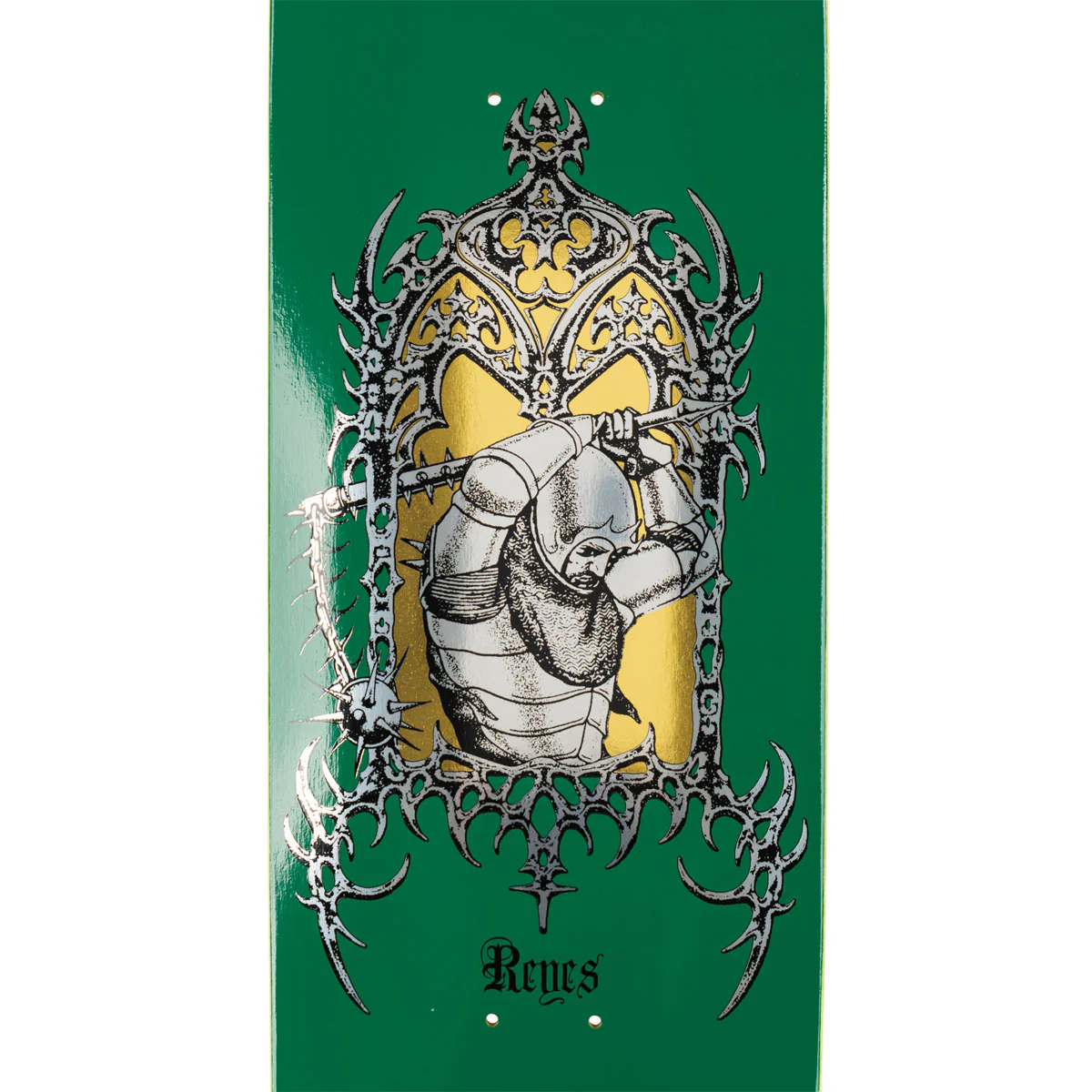 Welcome Flail Ryan Reyes On Baculus 2.0 Skateboard Deck - Green/Gold Foil - 9.00" - Image 3