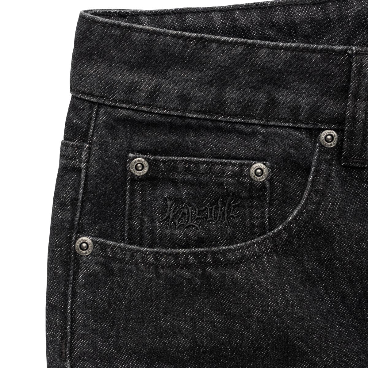 Welcome Immortal Loose Straight Denim Jeans - Washed Black - Image 3