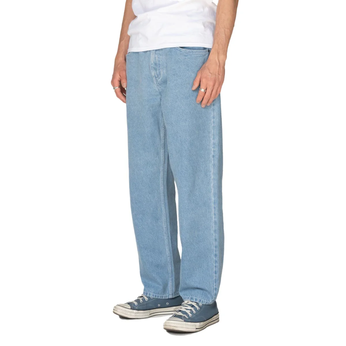 Welcome Immortal Loose Straight Denim Jeans - Washed Blue - Image 2
