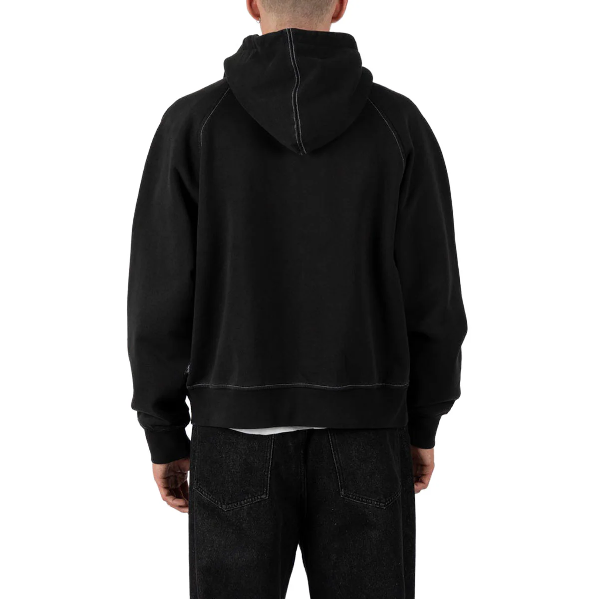 Welcome Kellen Cropped Stud Zip Hoodie - Black/White - Image 3