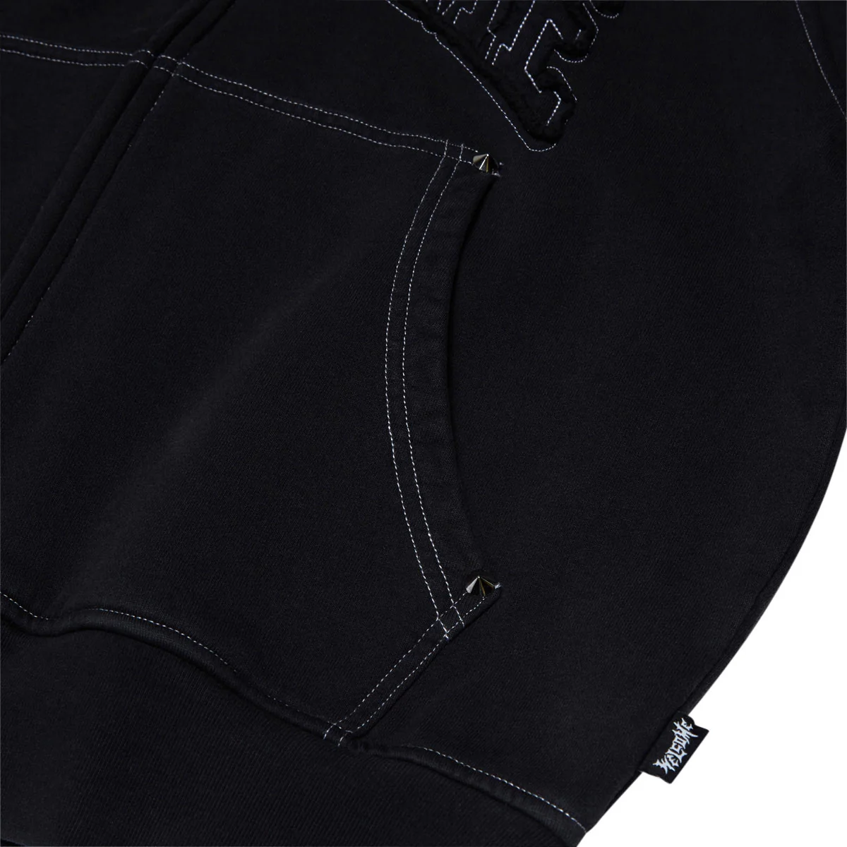 Welcome Kellen Cropped Stud Zip Hoodie - Black/White - Image 5