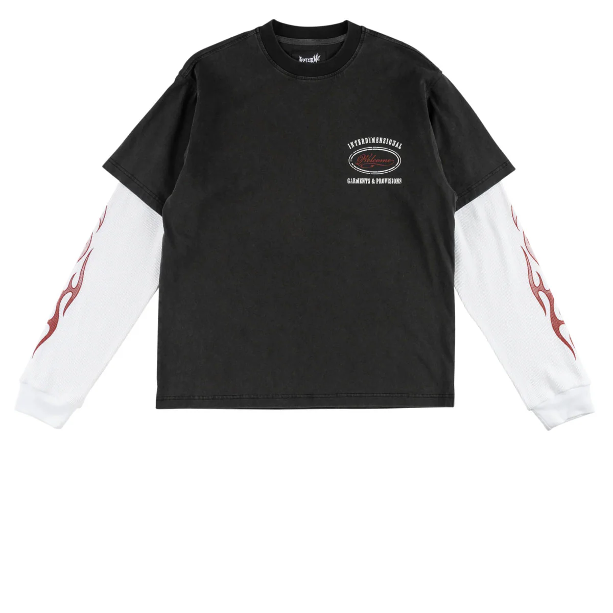 Welcome Pegasus Layered Long Sleeve T-Shirt - Vintage Black/White - Image 2