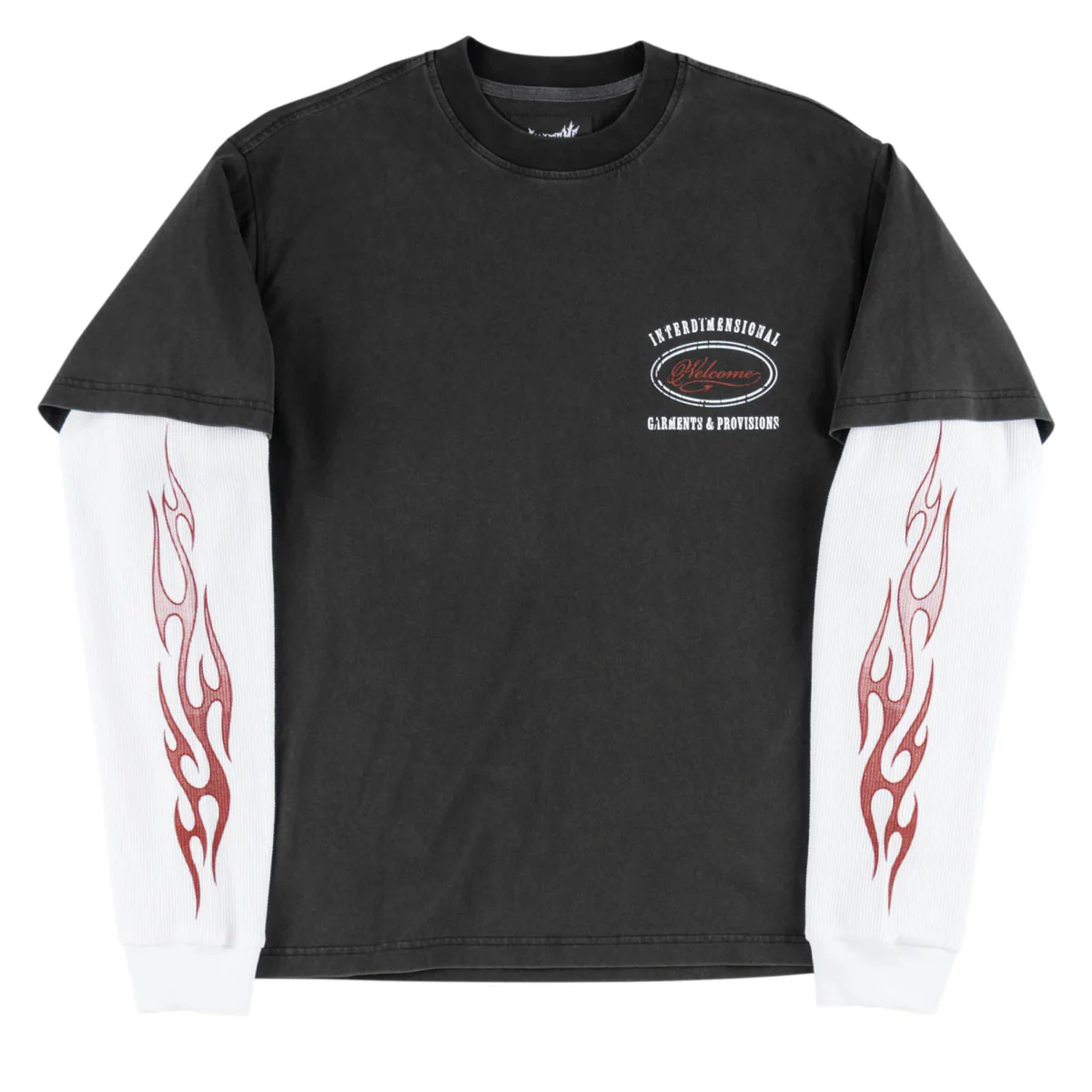 Welcome Pegasus Layered Long Sleeve T-Shirt - Vintage Black/White - Image 3
