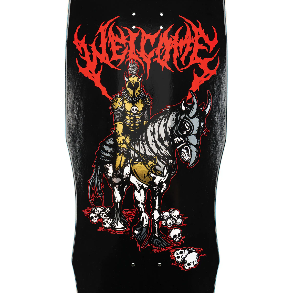 Welcome Rider On Dark Lord Skateboard Deck - Black/Gold Foil - 9.75" - Image 4