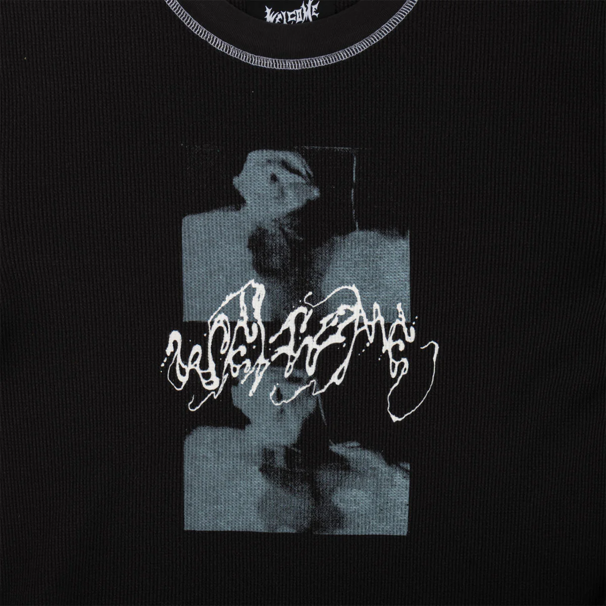 Welcome Scan Contrast Stitch Thermal Shirt - Black - Image 2