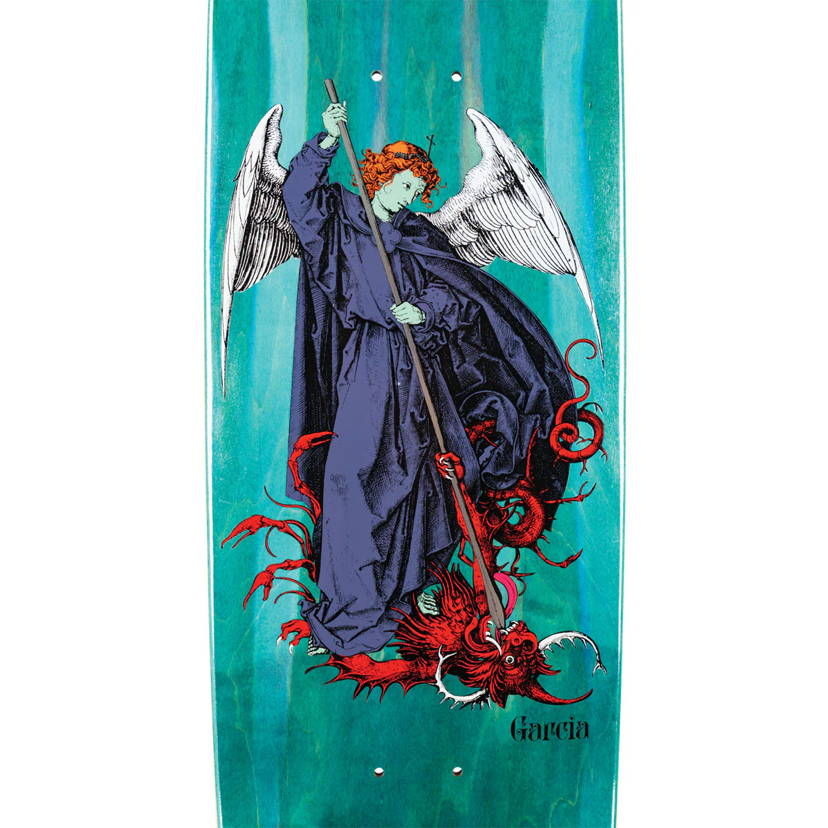 Welcome Spear On Son Of Boline Skateboard Deck - Teal Stain/Prism Foil - 8.80" - Image 3