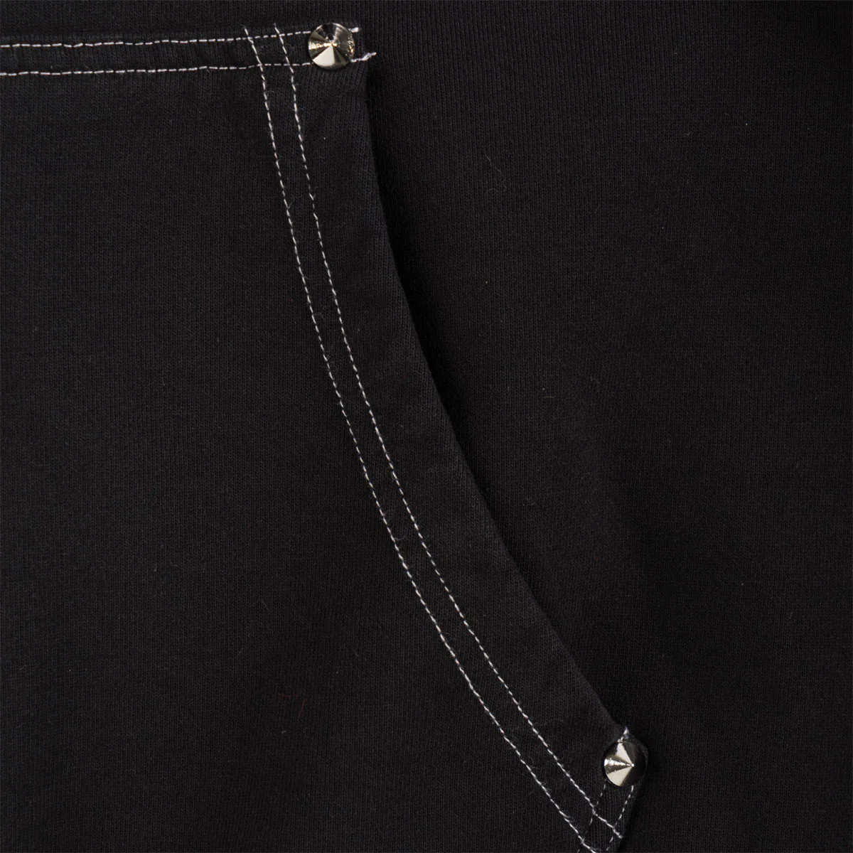 Welcome Vamp Cropped Studded Zip Hoodie - Black - Image 4