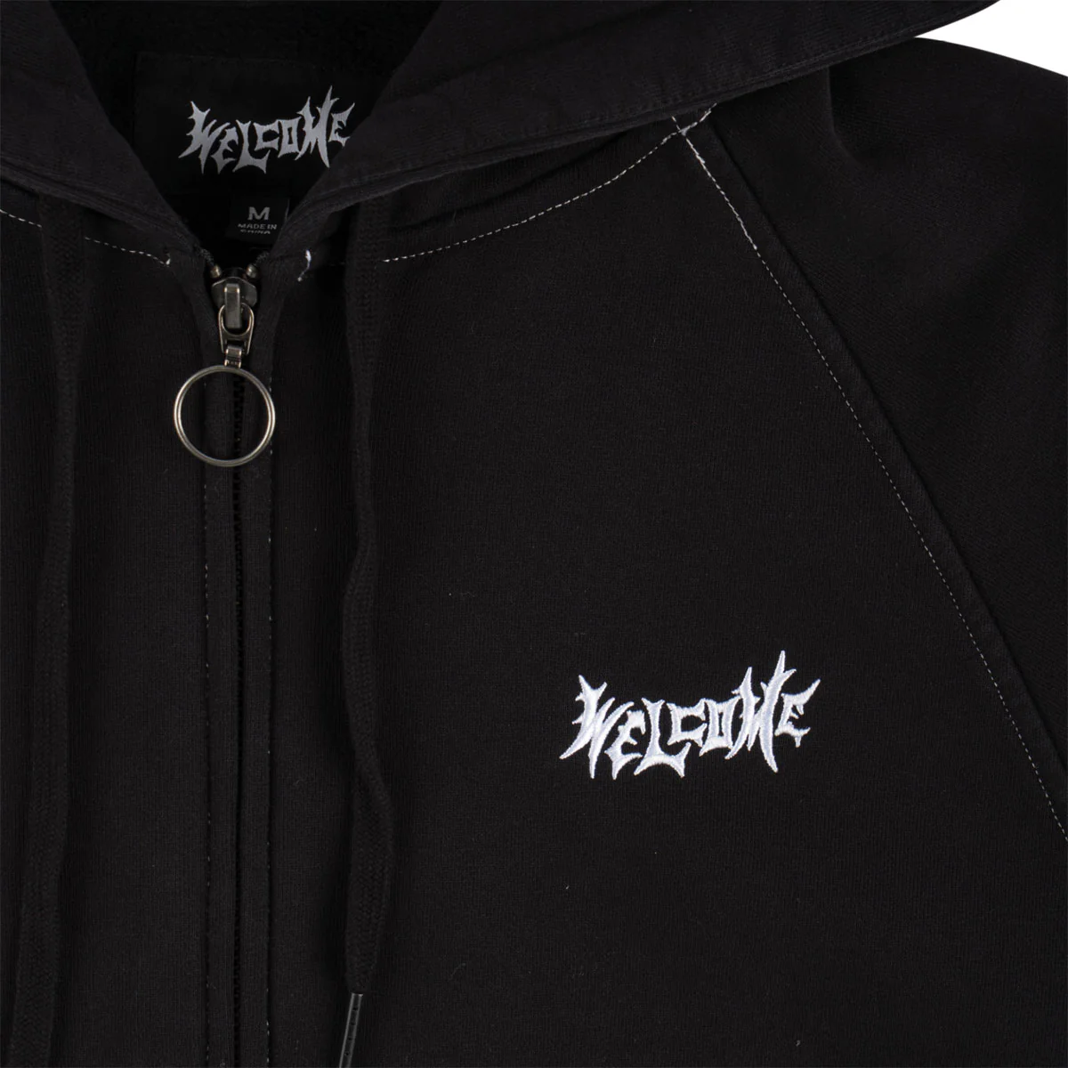 Welcome Vamp Cropped Studded Zip Hoodie - Black - Image 5