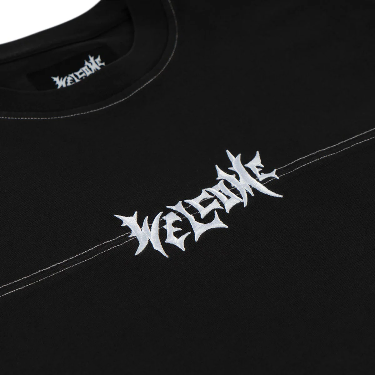 Welcome Vamp Football Knit T-Shirt - Black/White - Image 3