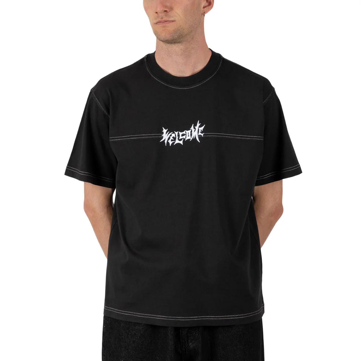 Welcome Vamp Football Knit T-Shirt - Black/White - Image 4