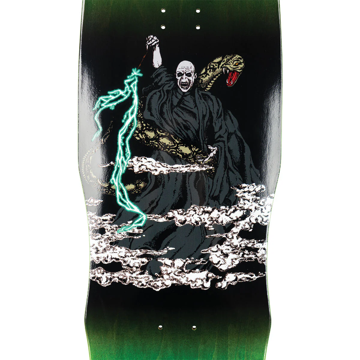 Welcome x Harry Potter Voldemort On A Dark Lord Skateboard Deck - Dark Green Stain - 9.75" - Image 3