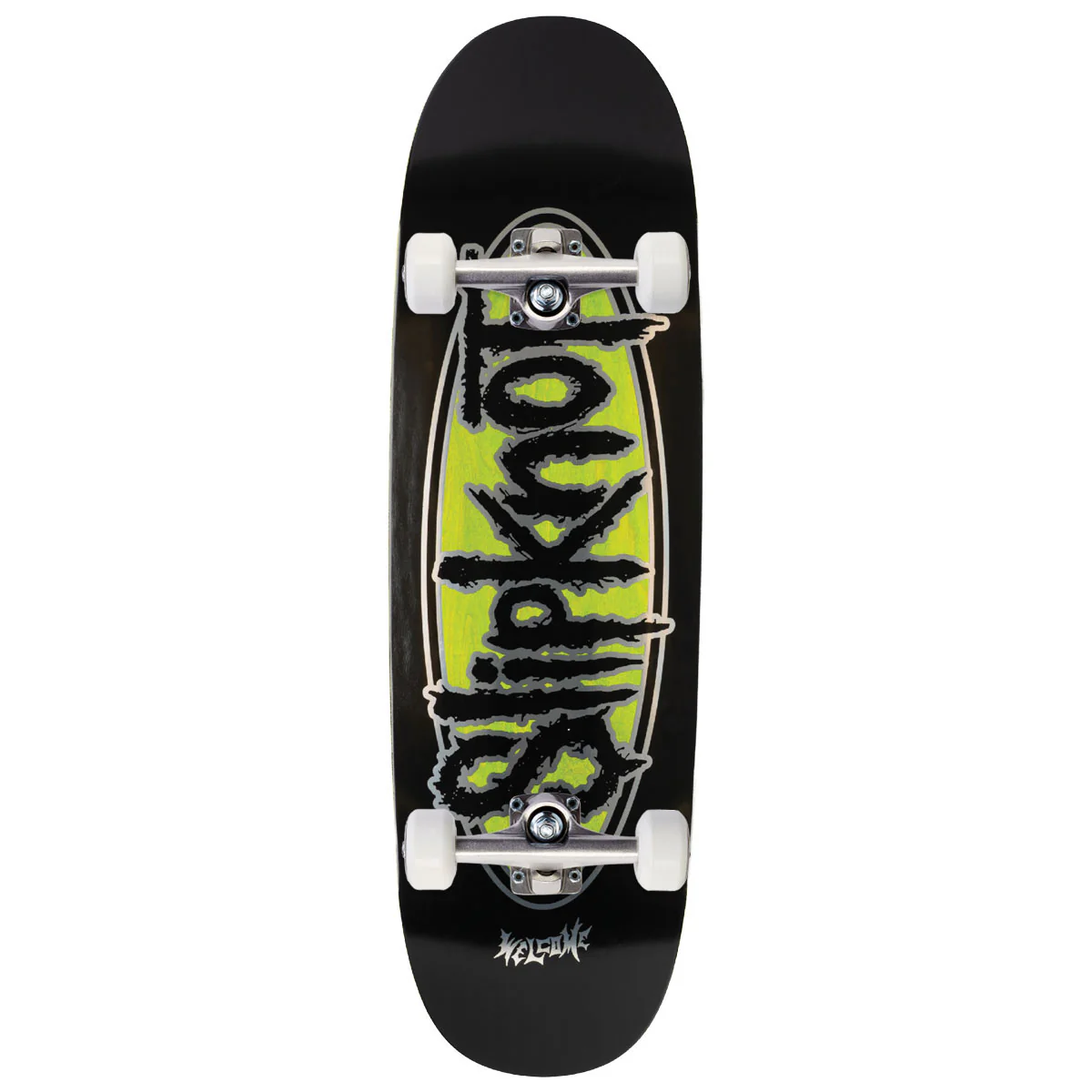 Welcome x Slipknot Oval Logo On Boline 2.0 Skateboard Complete - Black/Green Stain - 9.50"