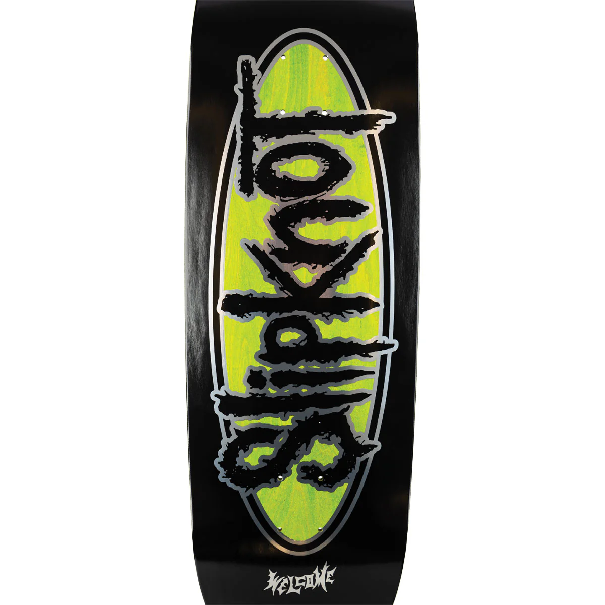 Welcome x Slipknot Oval Logo On Boline 2.0 Skateboard Deck - Black/Green Stain - 9.50" - Image 3