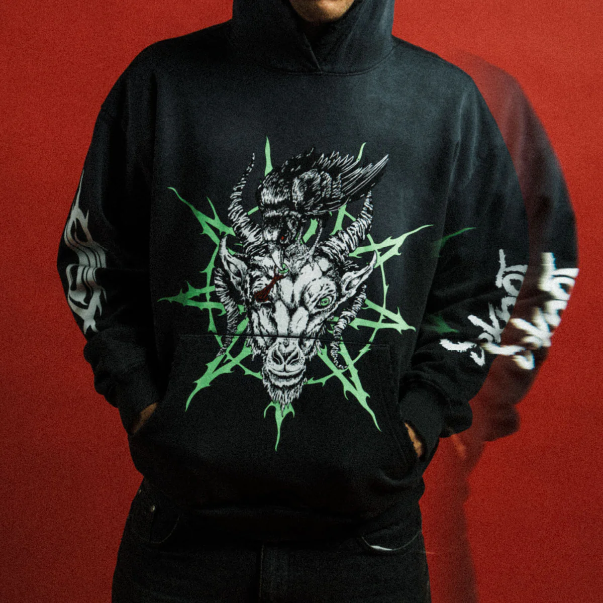 Welcome x Slipknot Ravenous Sun Fade Hoodie - Black Fade - Image 4