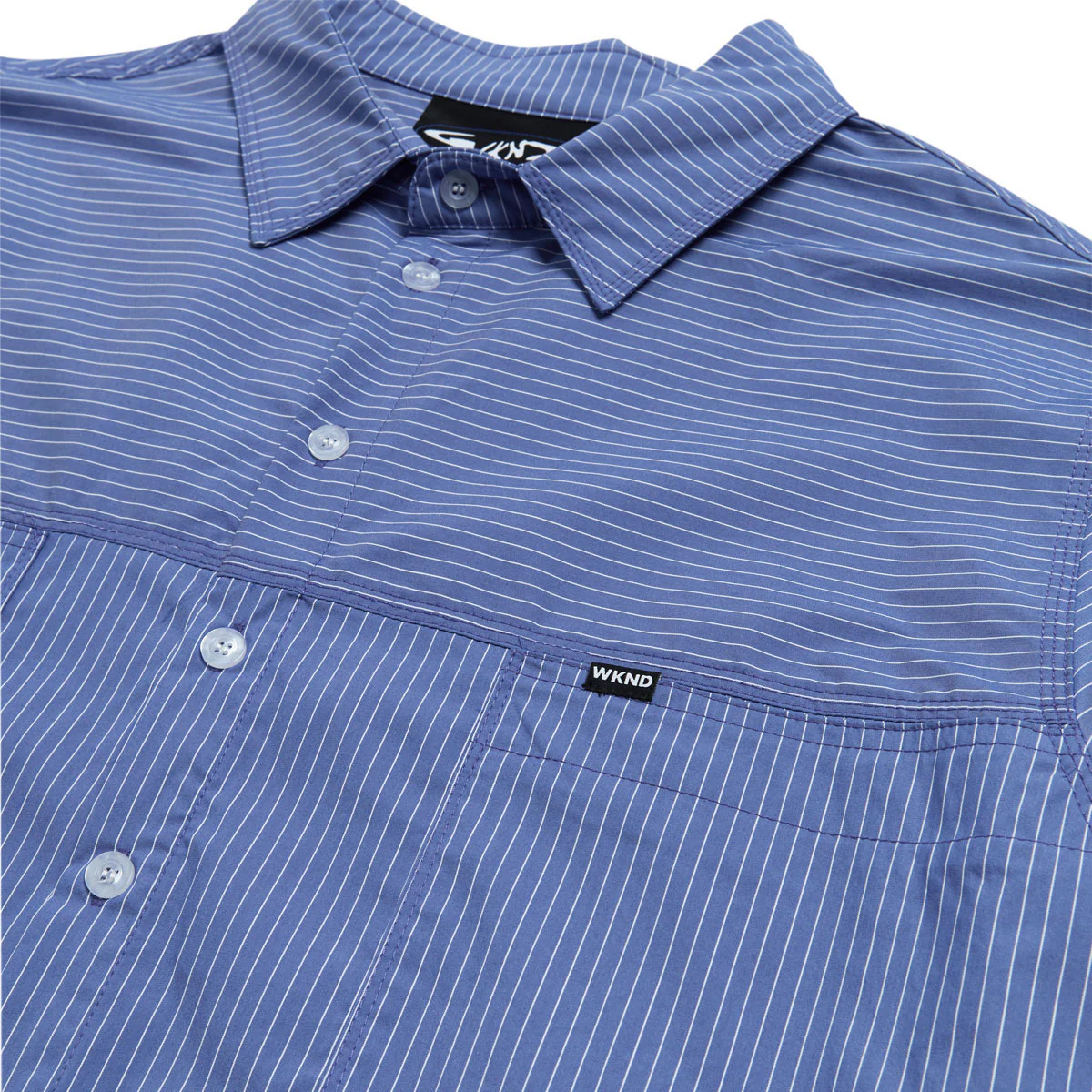 WKND Office Stripes RR Long Sleeve Shirt - Blue - Image 2